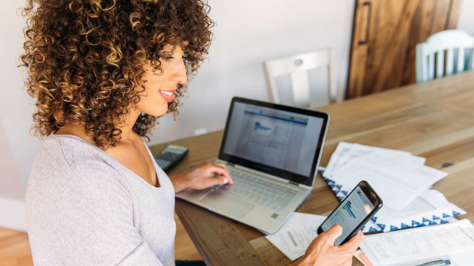 woman viewing finances woman viewing finances